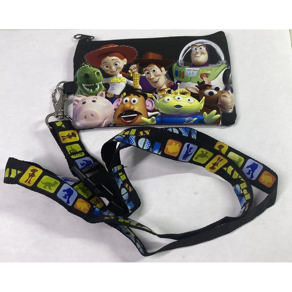 Disney Pixar Toy Story Lanyard and Zip-up Pouch&Holder 22" Strap 3x5.25" NEW‎